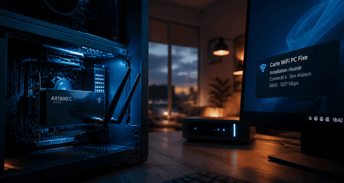 carte wifi pour pc fixe sur bureau moderne