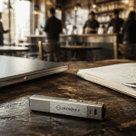 cle usb securise en aluminium sur table