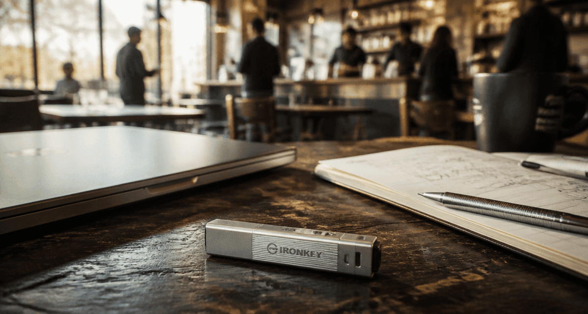cle usb securise en aluminium sur table