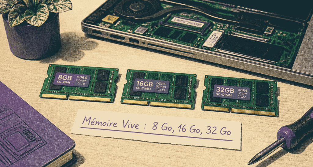 combien de ram pour un pc portable barrettes et étiquette