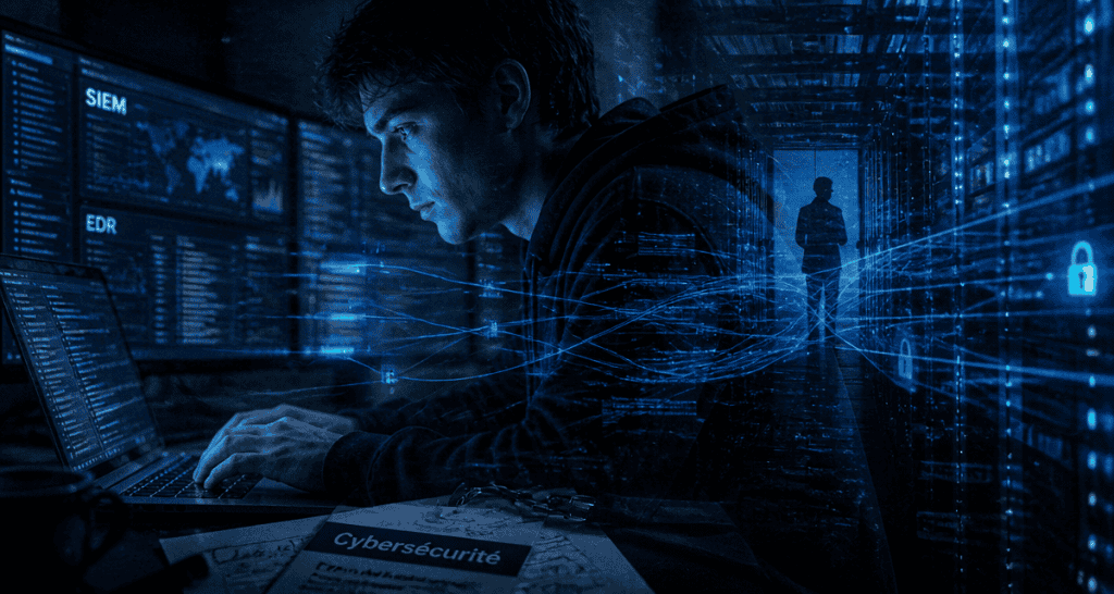 étudiant cours cybersécurité sur ordinateur