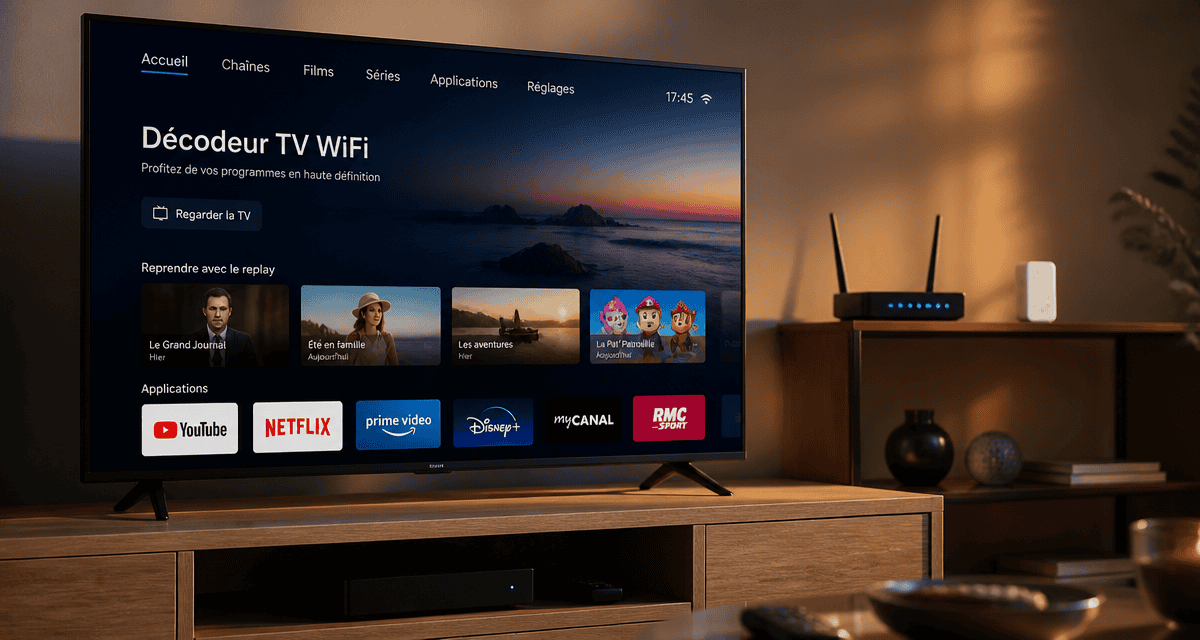 decodeur tv wifi sur tv 4k dans salon