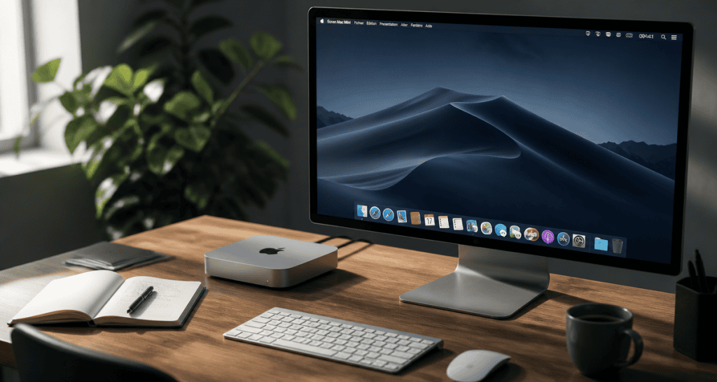 ecran mac mini sur bureau contemporain
