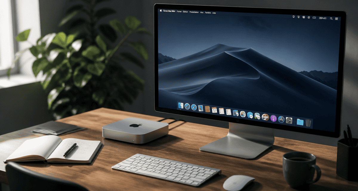 ecran mac mini sur bureau contemporain