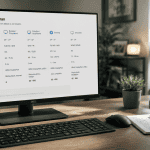 Ecran teletravail 27 pouces sur bureau
