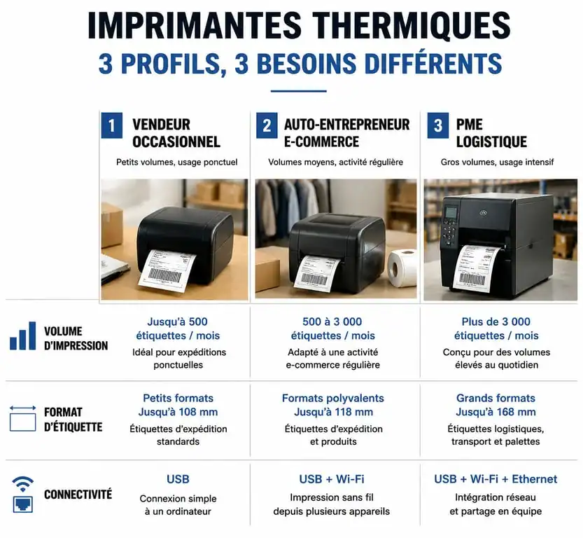 Comparatif des besoins pour choisir une imprimante thermique étiquette