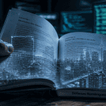 Livre cybersécurité ouvert sur bureau avec codes