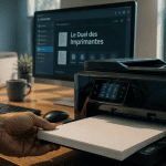 Top office imprimante jet d'encre et laser sur bureau