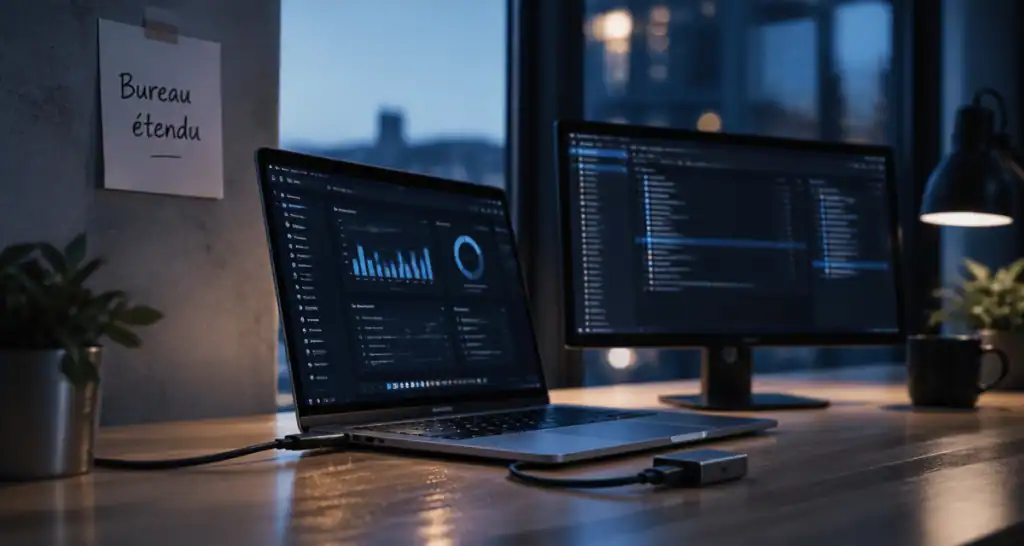 brancher 2 écrans sur un pc avec une sortie hdmi, bureau moderne