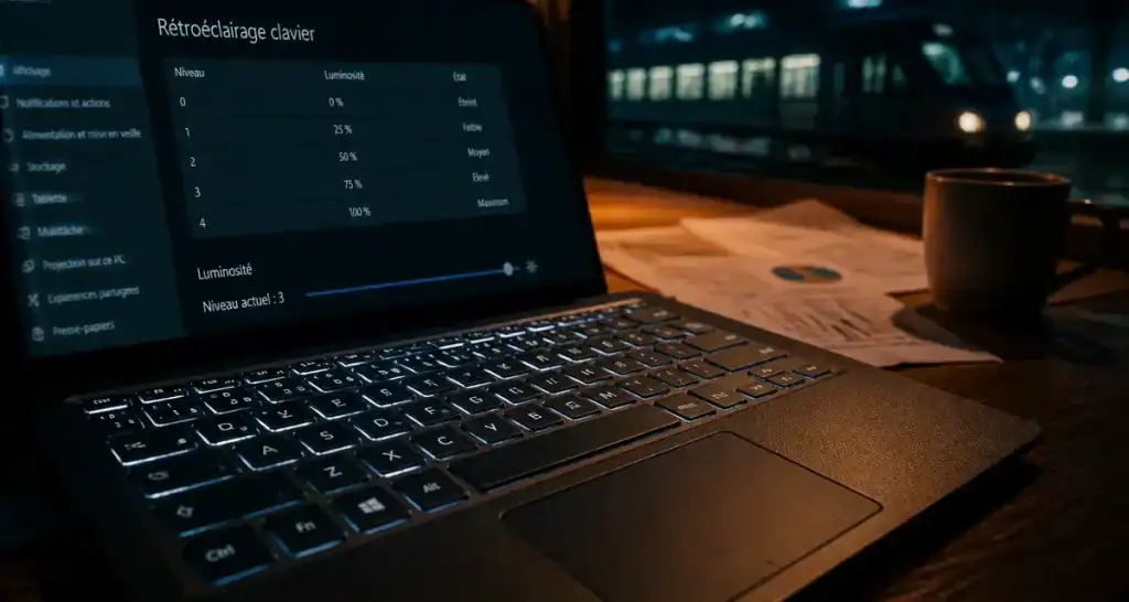 clavier pc portable retro éclairé avec touches chiclet et rétroéclairage réglable