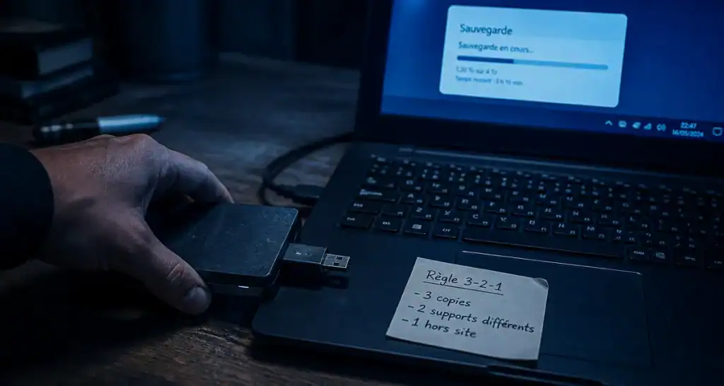 Comment faire une sauvegarde de son PC : règle 3-2-1, disque dur externe, données sécurisées