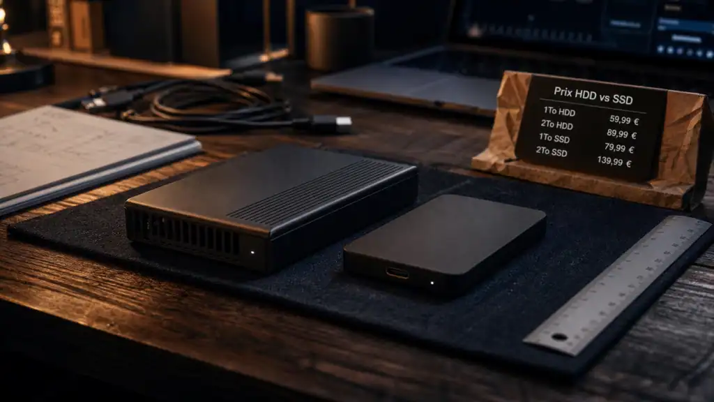 Disque dur externe prix : HDD vs SSD, visuel HDD et SSD