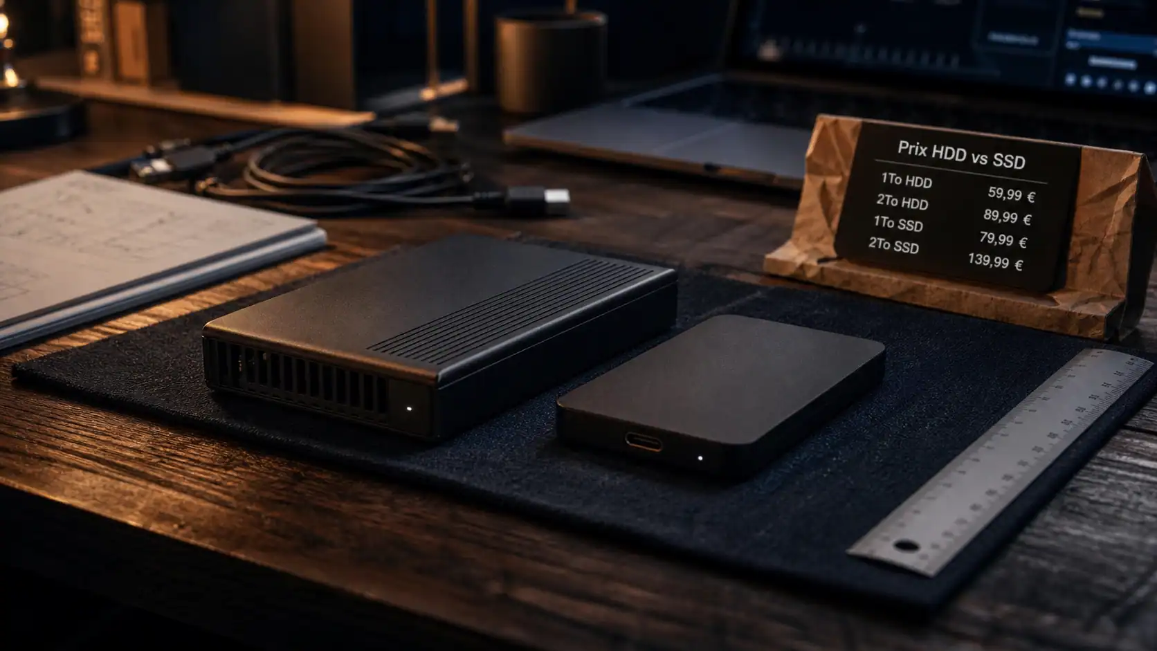 Disque dur externe prix : HDD vs SSD, visuel HDD et SSD