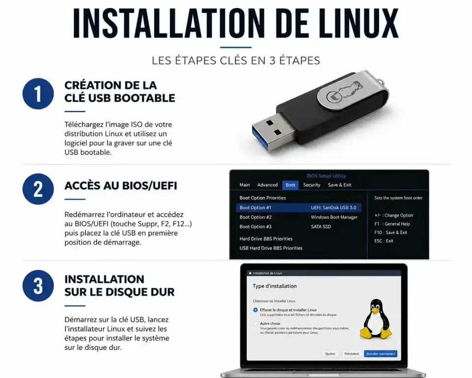 Étapes clés pour installer Linux sur son ordinateur