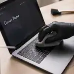 nettoyant clavier ordinateur portable sur table