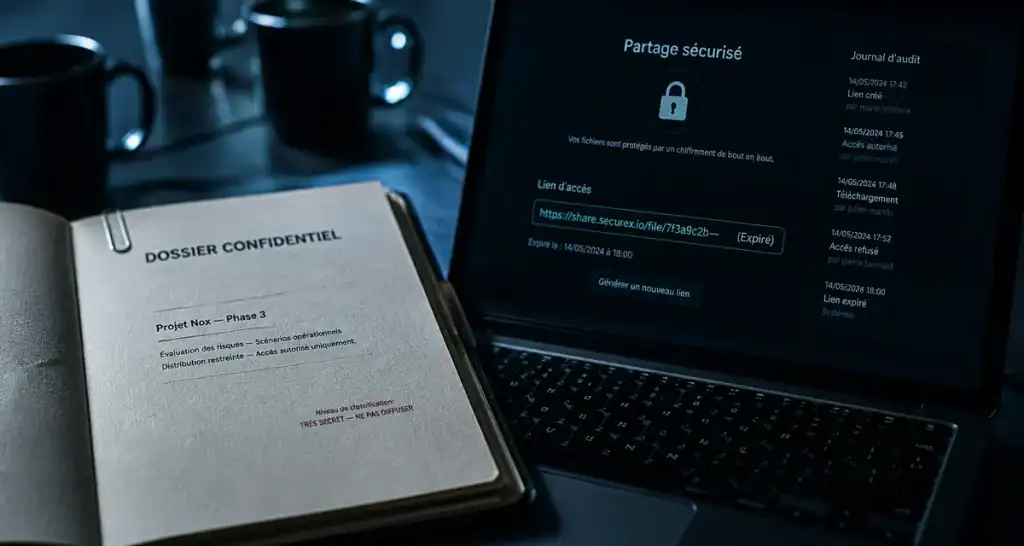 Partage de fichier en ligne sécurisé : lien expirant et accès avec cadenas
