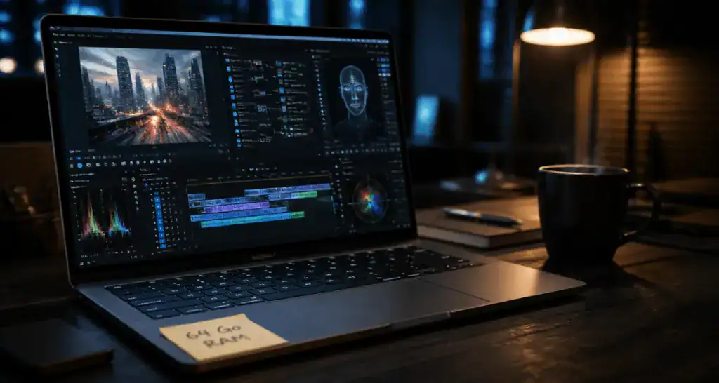 pc portable 64 go ram sur bureau professionnel