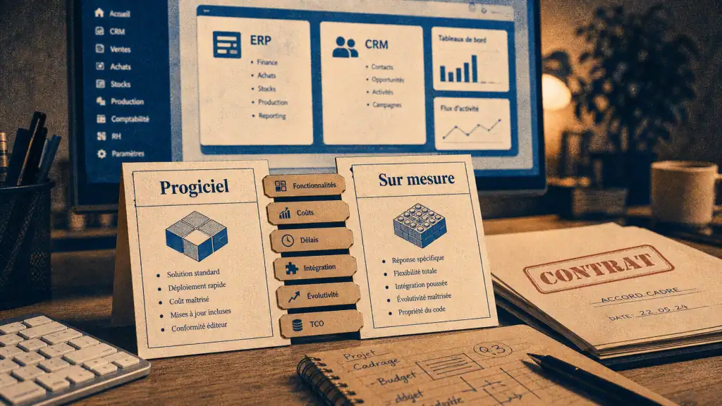 Progiciel def : maquette “Progiciel” vs “Sur mesure” et interfaces ERP/CRM