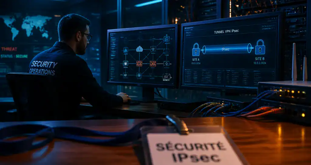 Technicien surveillant vpn and ipsec sur écrans