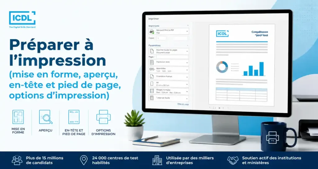 Préparer à l’impression (mise en forme, aperçu, en-tête et pied de page, options d’impression)
