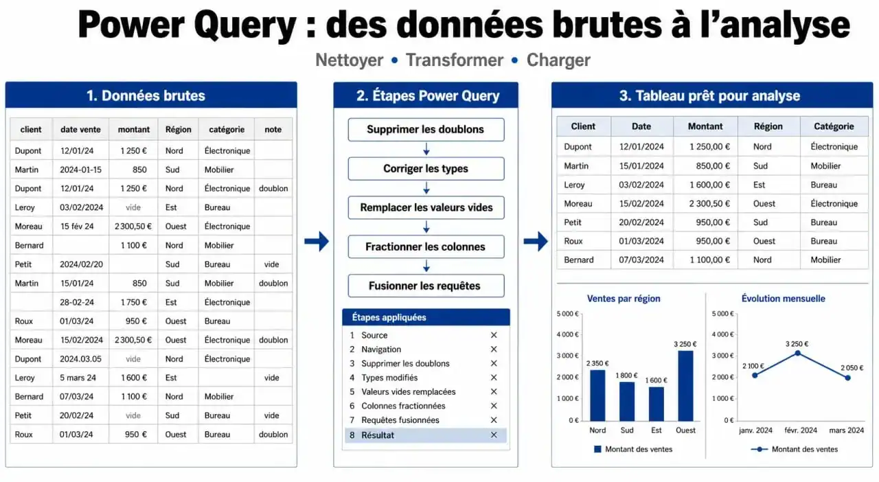 Power Query pour les nuls : illustration du nettoyage et de la transformation de données avant analyse