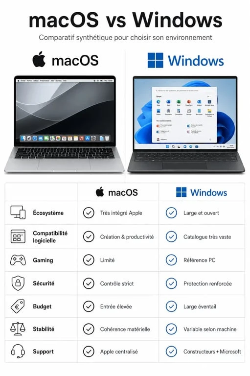 Infographie comparative macOS vs Windows