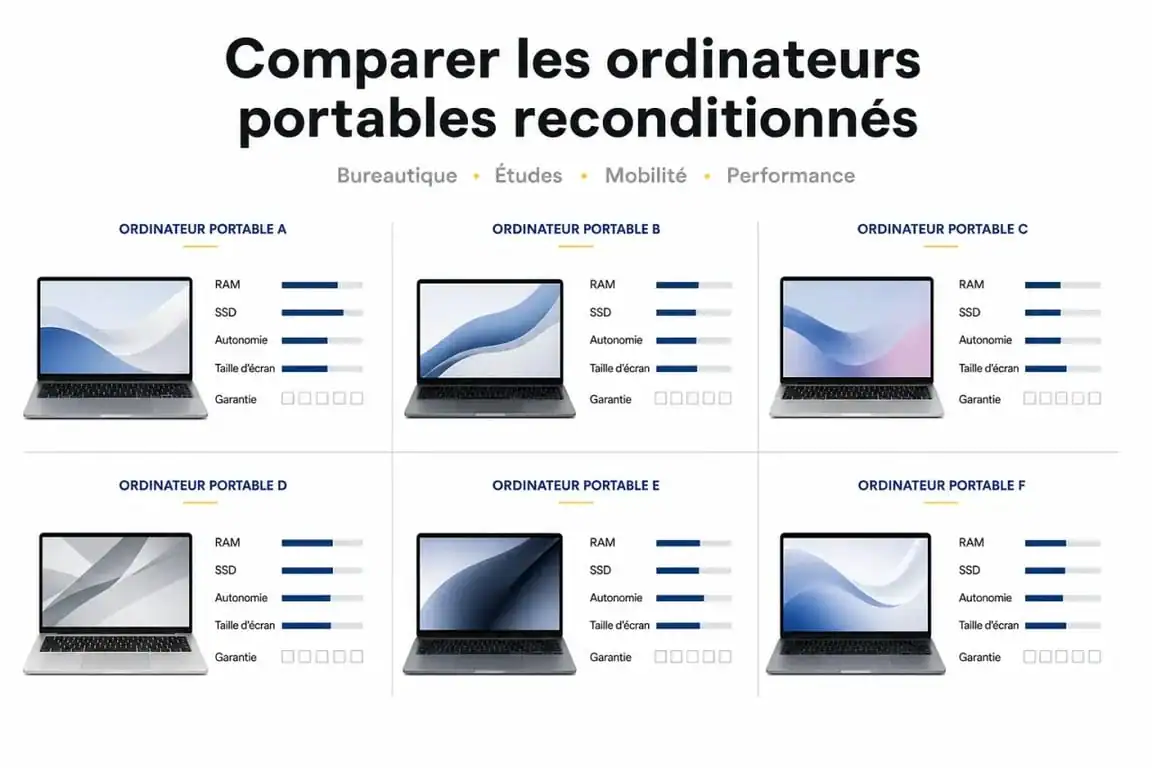 Comparatif du meilleur ordinateur portable reconditionné avec configurations et usages recommandés