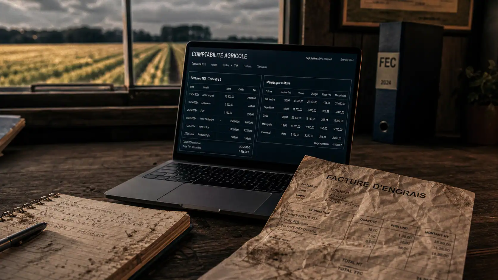 Logiciel comptabilité agricole : marges TVA et coûts de production sans ressaisie