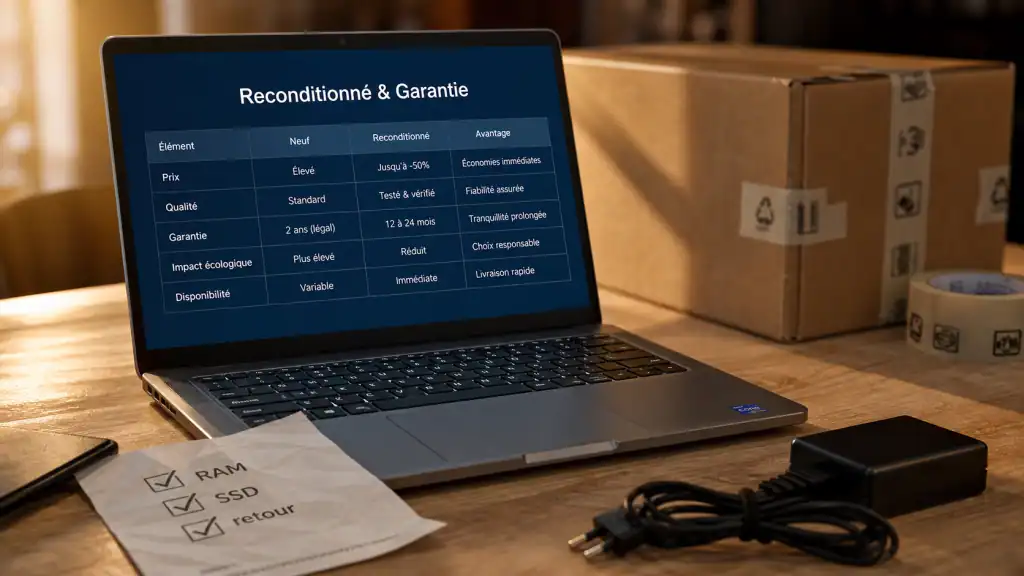 Meilleur ordinateur portable reconditionné : 8 Go RAM, SSD 512 Go, garantie