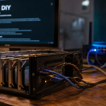 NAS DIY : serveur maison sur vieux PC, boîtier ouvert, disques et câbles