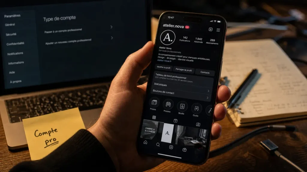 Compte professionnel Instagram : statistiques, publicité et contacts, ce qui change vraiment