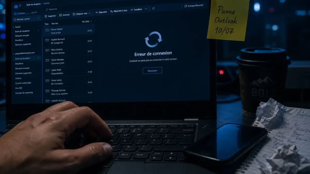 Outlook bloqué le 10 juillet 2025, une panne d’authentification qui a coupé l’accès aux emails