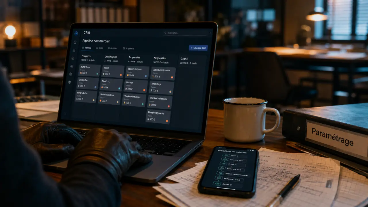 Comment mettre en place crm powerlink advance : pipeline CRM sur ordinateur au bureau