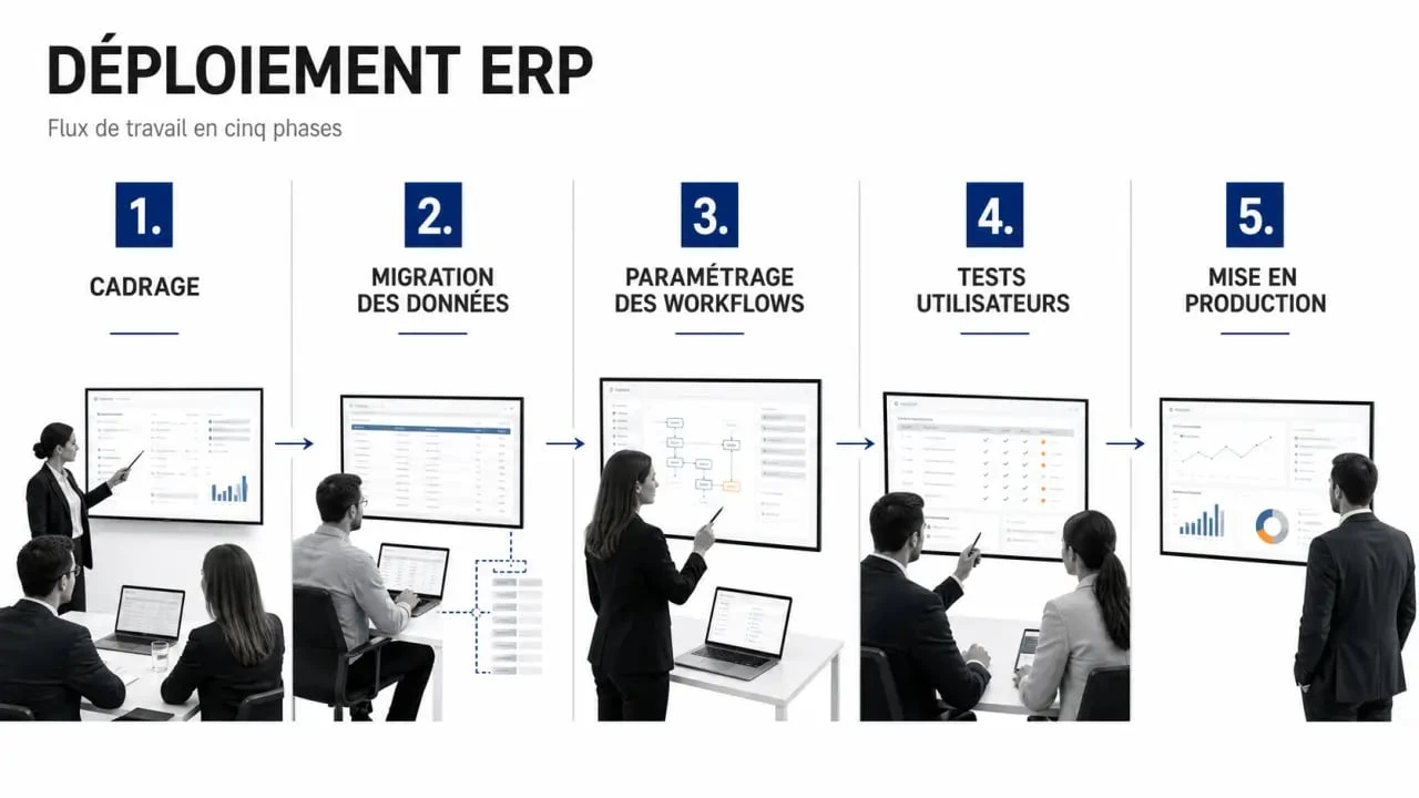 Comment implémenter ERP BizFlow Max : schéma des étapes clés du projet