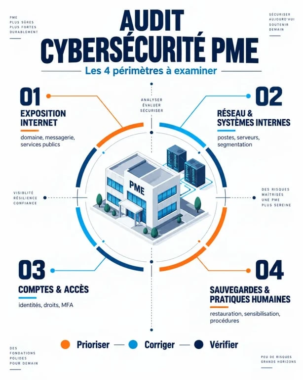 Audit cybersécurité PME : les quatre périmètres d’analyse à examiner en priorité