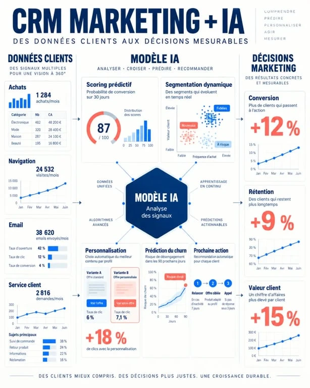 Solutions marketing CRM intelligence artificielle efficaces : usages du scoring, de la segmentation et de la personnalisation