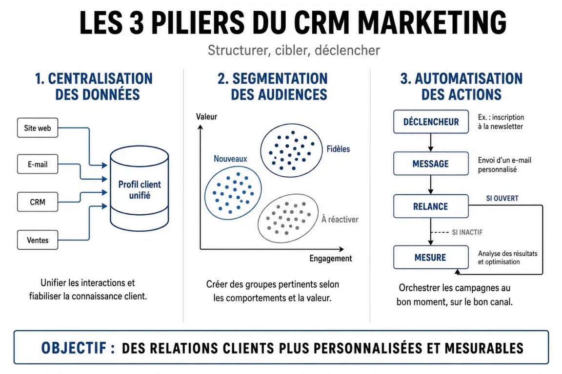 Les trois piliers d'un CRM marketing efficace : centralisation, segmentation et automatisation