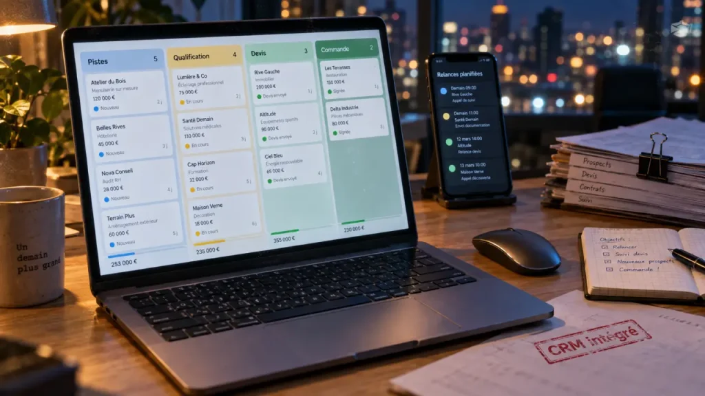 Odoo CRM relie les pistes aux commandes dans une suite intégrée