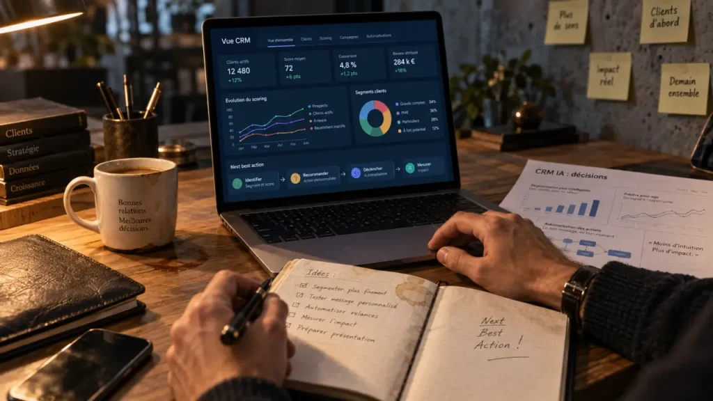 Un CRM IA efficace relie les signaux marketing aux bonnes actions